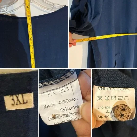 LaovanIn Women's Plus 3XL Tunic Dress Summer Cotton Linen T Shirt Knee-Length - Picture 12 of 16